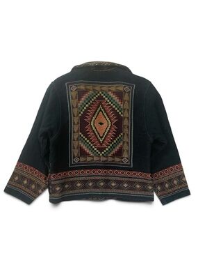 VintageSouthwestern Style Two Button Boxy Fit Jacket, Woven Cotton Jacket, S/M